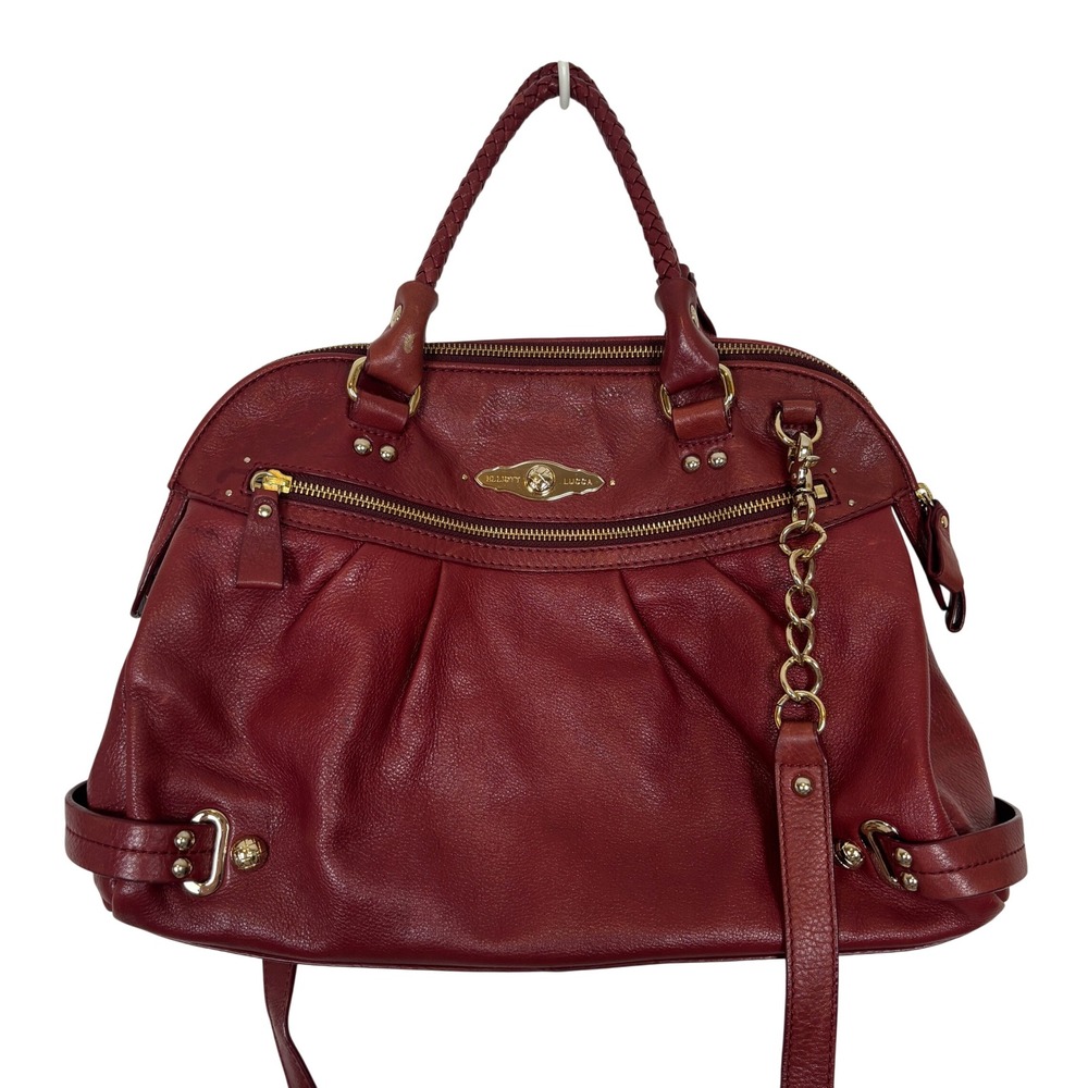 Vintage Elliott Lucca Red Satchel Bag Burgundy Leather Boho Crossbody Handbag